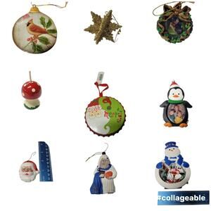 9 piece Assorted Mixed Lot Various Holiday Christmas Decoration Ornaments